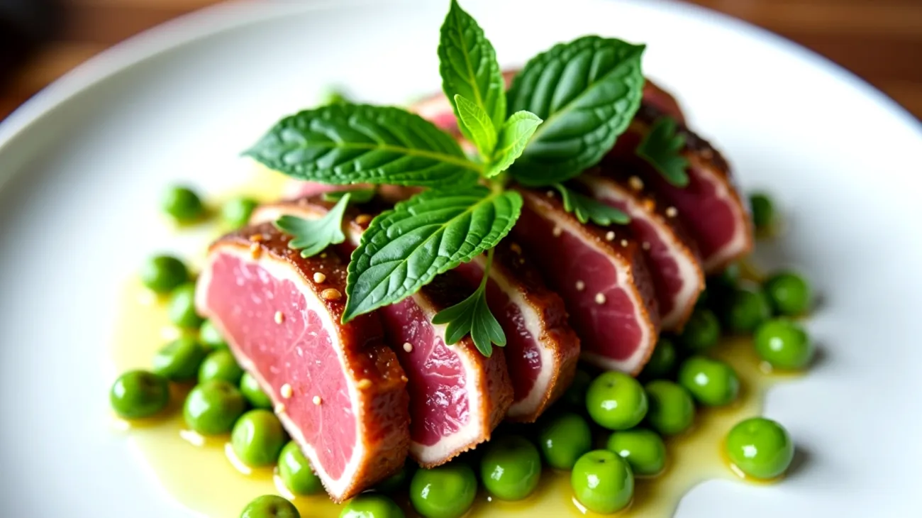Tonno fresco fave menta fresca"