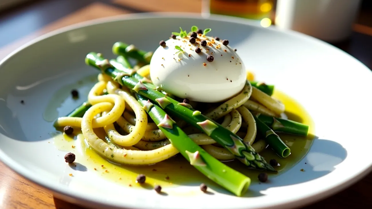 trofiette pesto asparagi burrata"